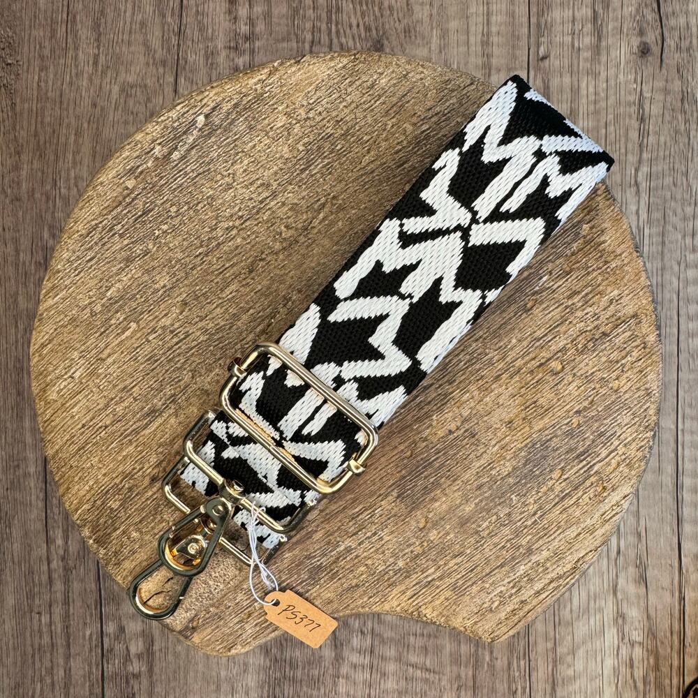 Wide Black White Purse Strap Crossbody Guitar Strap NEW FAST SHIP